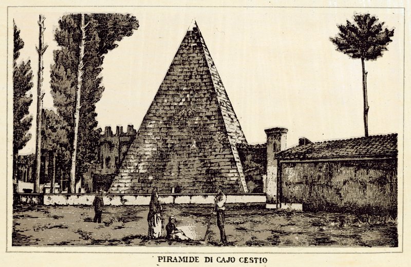 Roma: Cajo Cestio Piramidi (lito) by Italian School