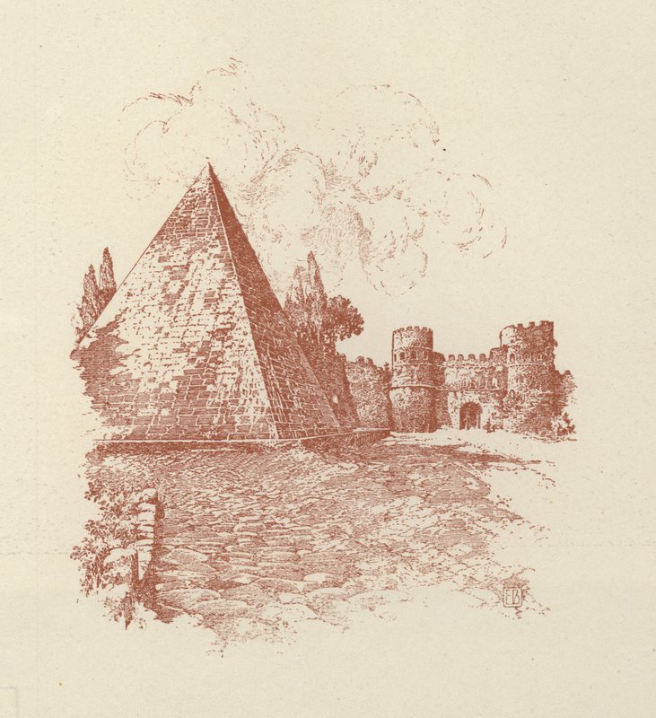 Roma, Caius Cestius Piramidi (lito) by Italian School