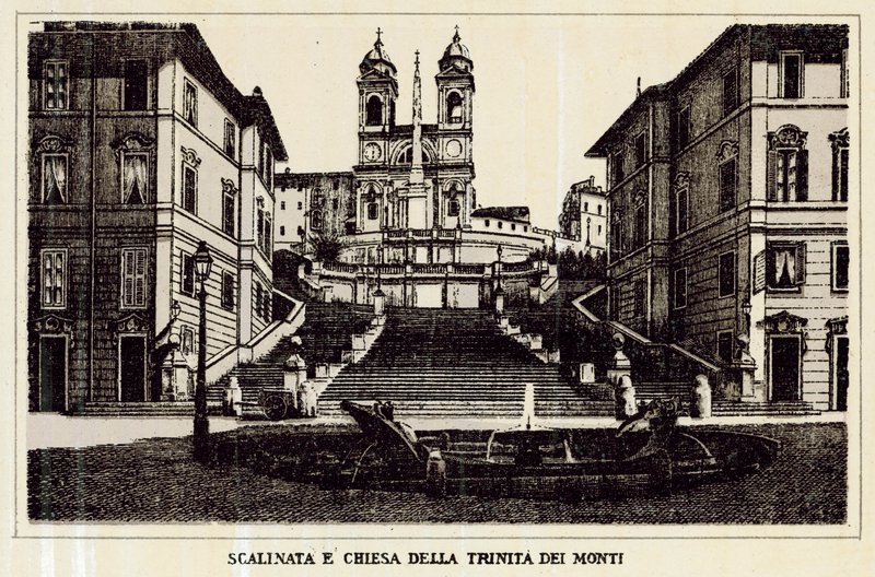 Roma: Trinita Dei Monti Merdiveni ve Kilisesi (lito) by Italian School