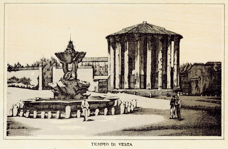 Roma: Vesta Tapınağı (lito) by Italian School