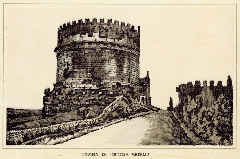 Roma: Cecilia Metella Mezarı (lito) by Italian School