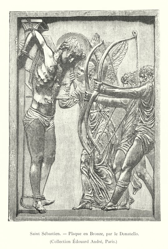 Aziz Sebastien, Bronz Plaket, Donatello tarafından, Koleksiyon Edouard Andre, Paris (gravür) by Italian School