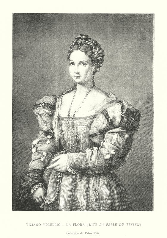Tiziano Vecellio, La Flora, Dite La Belle du Titien, Collection du Palais Pitti (gravür) by Italian School