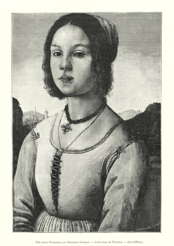 Genç bir Floransalı, Francesco Granacci, Floransa Koleksiyonları, Uffizi (gravür) by Italian School