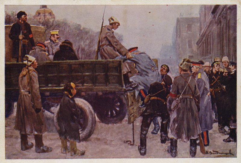 1917 Şubat Devrimi sırasında Rus generallerinin tutuklanması by Ivan Alexeyevich (after) Vladimirov