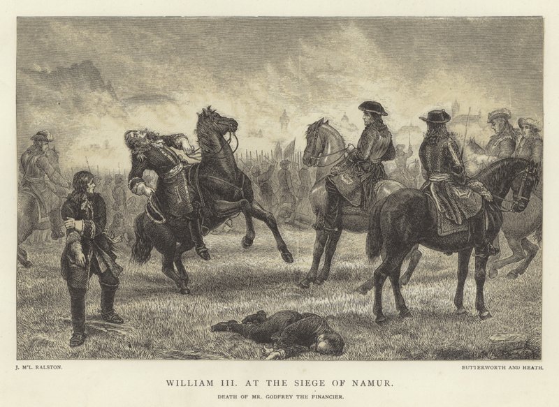 William III at the Siege of Namur, death of Mr Godfrey the Financier  by J.M.L. Ralston