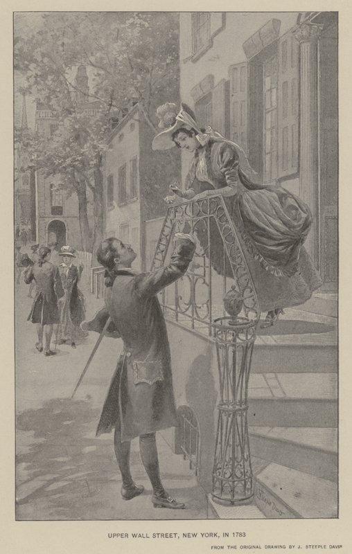 Upper Wall Street, New York, 1783 (lito) by J. (after) Steeple Davis
