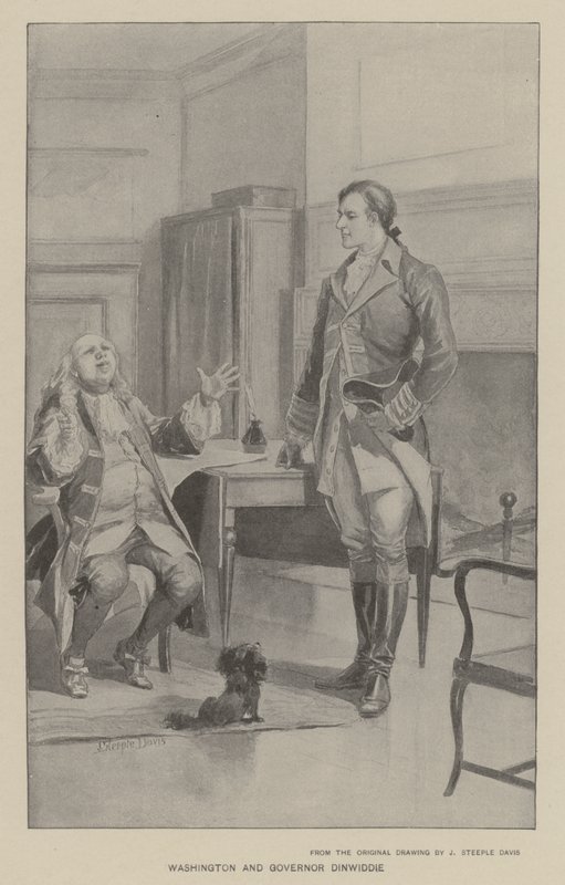 Washington ve Vali Dinwiddie (lito) by J. (after) Steeple Davis