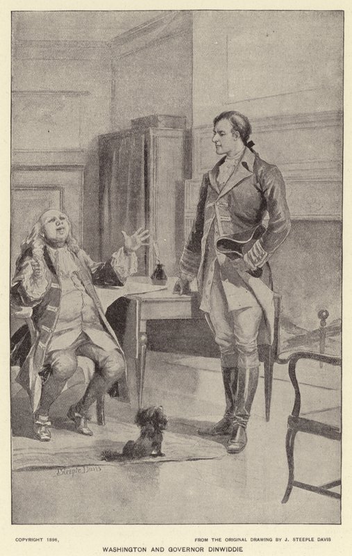 Washington ve Vali Dinwiddie (lito) by J. (after) Steeple Davis