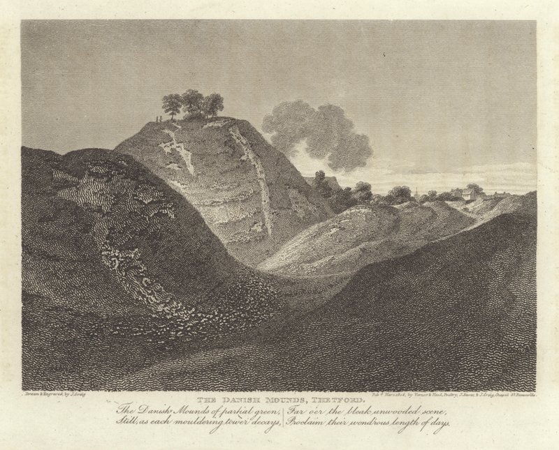 Robert Bloomfield, şair: Danimarka Höyükleri, Thetford (gravür) by J. Greig