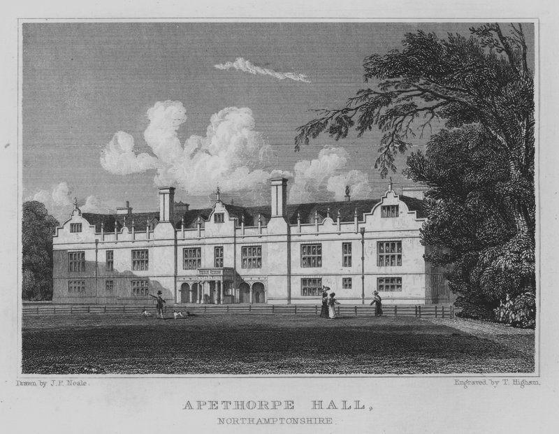 Apethorpe Hall, Northamptonshire (gravür) by John Preston Neale
