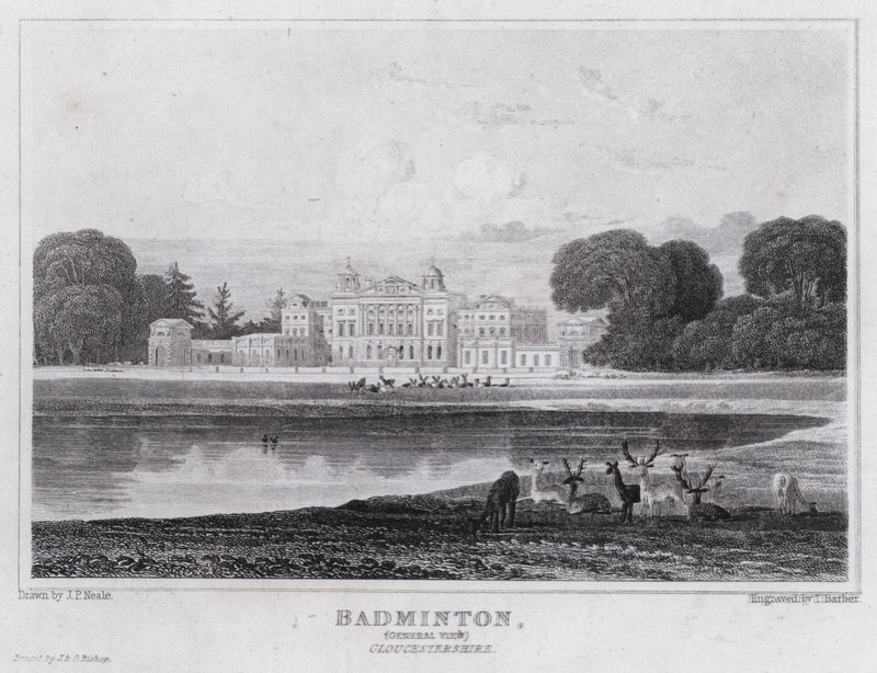 Badminton, Genel Görünüm, Gloucestershire (gravür) by John Preston Neale