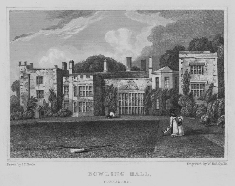 Bowling Salonu, Yorkshire (gravür) by John Preston Neale