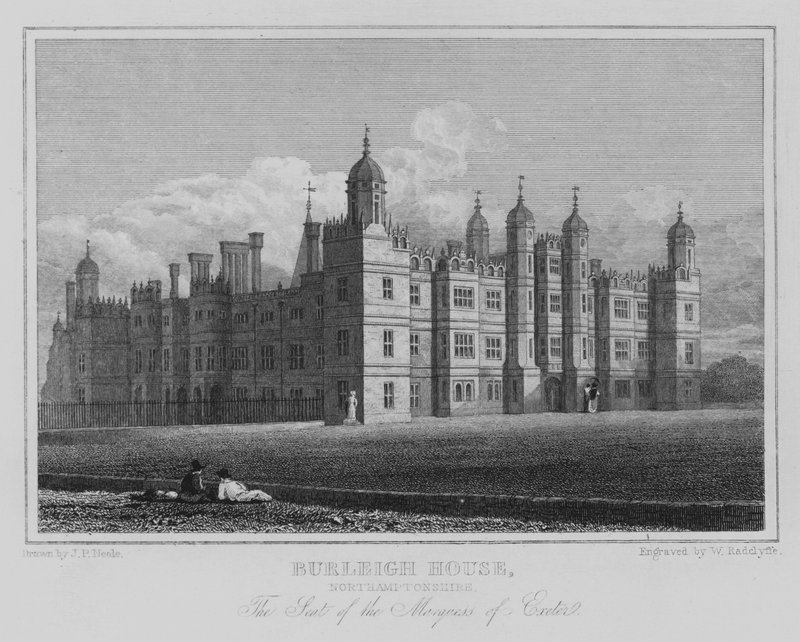 Burleigh House, Northamptonshire, Exeter Markisinin Koltuğu (gravür) by John Preston Neale