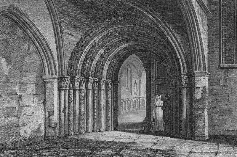Temple Church, Londra için kapı yolu (gravür) by John Preston Neale