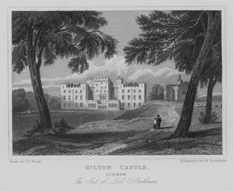 Hilton Kalesi, Durham, Lord Strathmore'un Koltuğu (gravür) by John Preston Neale