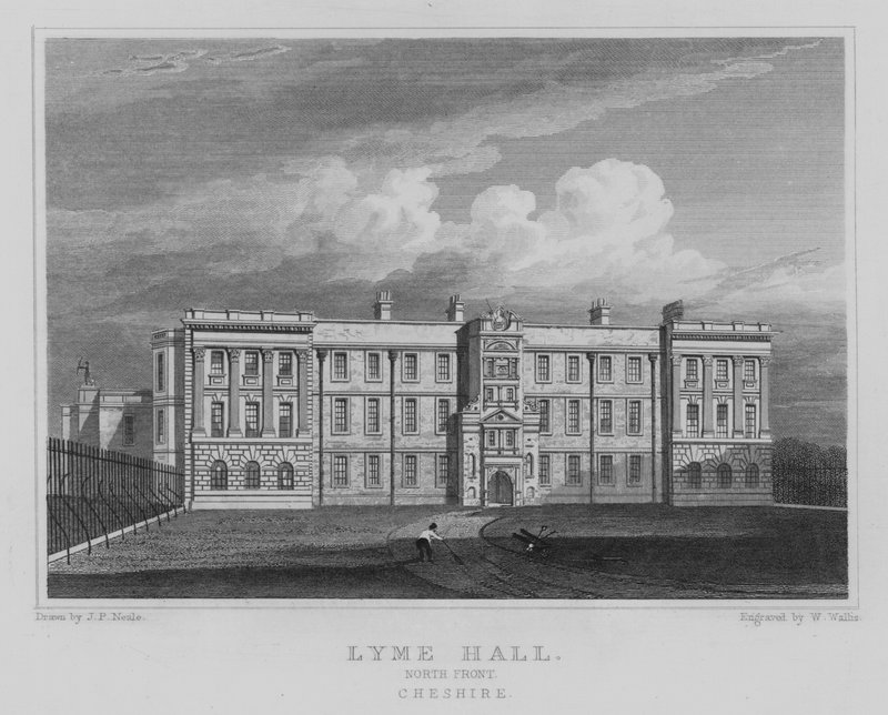 Lyme Hall, Kuzey Cephesi, Cheshire (gravür) by John Preston Neale