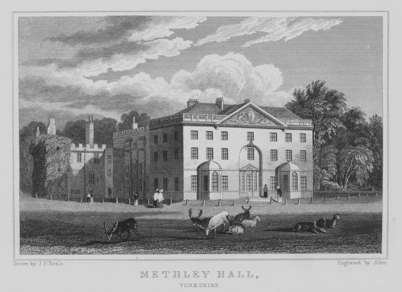 Methley Hall, Yorkshire (gravür) by John Preston Neale