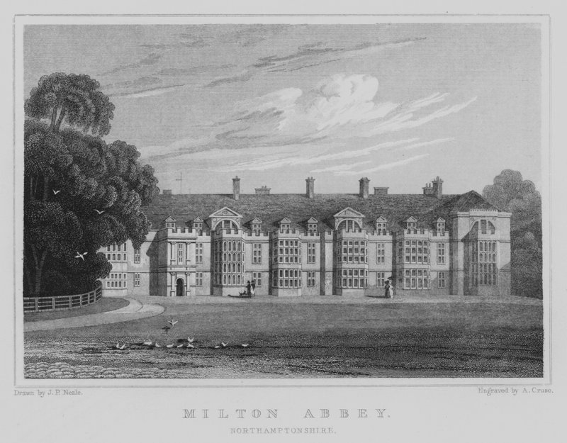 Milton Manastırı, Northamptonshire (gravür) by John Preston Neale