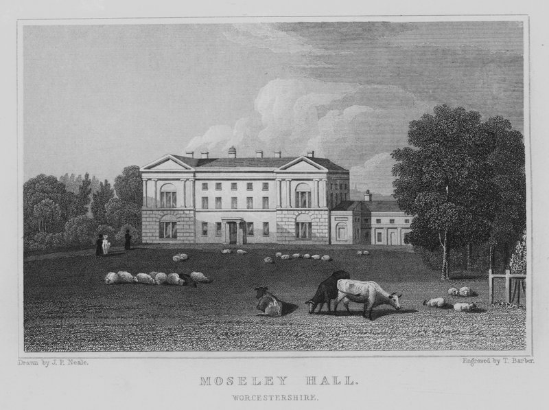 Moseley Hall, Worcestershire (gravür) by John Preston Neale