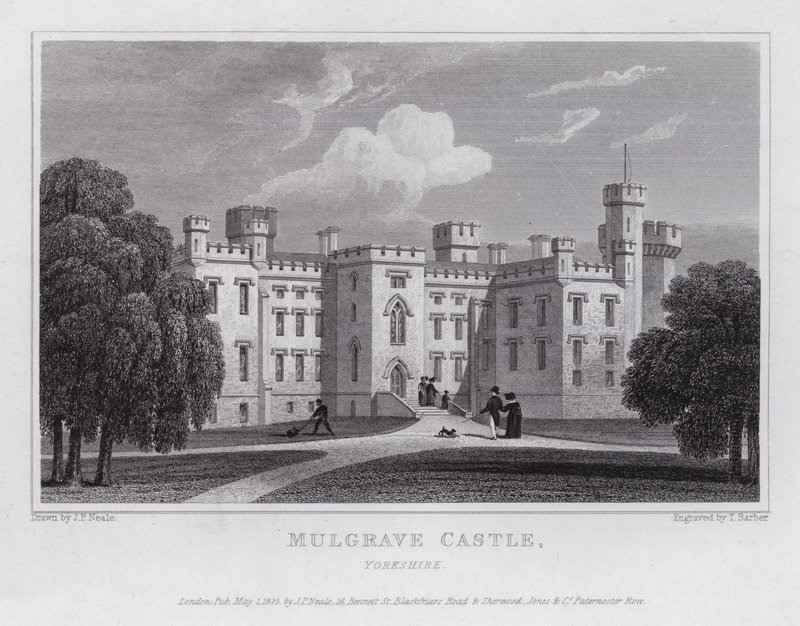 Mulgrave Kalesi, Yorkshire (gravür) by John Preston Neale