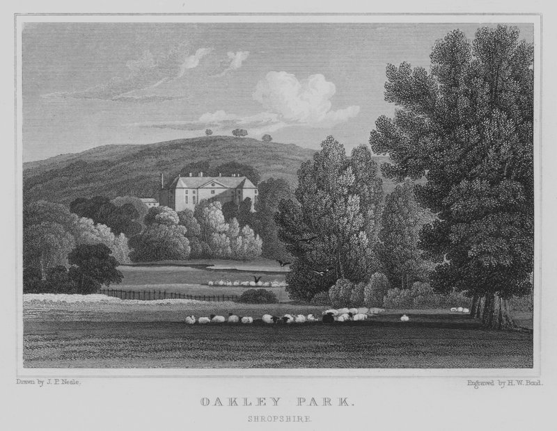 Oakley Park, Shropshire (gravür) by John Preston Neale