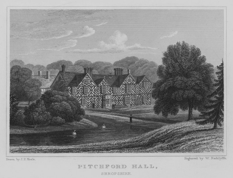 Pitchford Hall, Shropshire (gravür) by John Preston Neale
