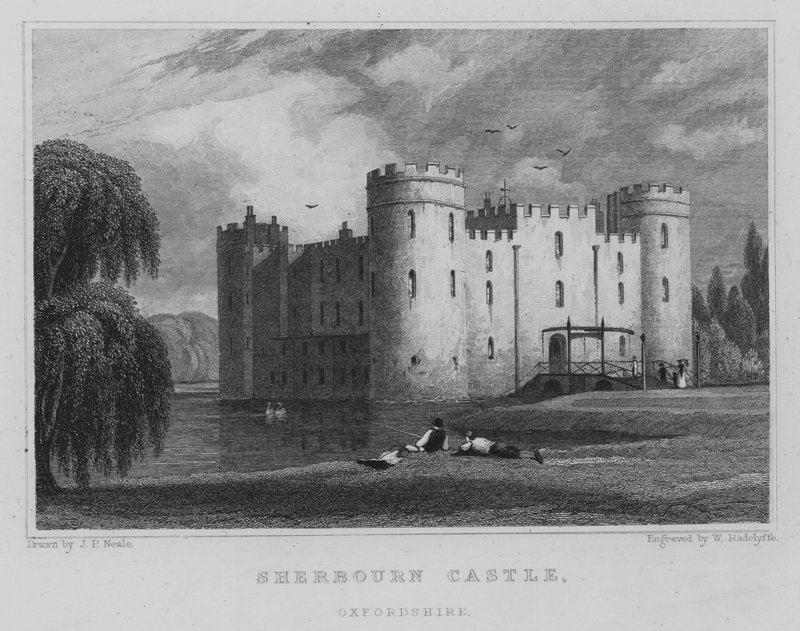 Sherbourn Kalesi, Oxfordshire (gravür) by John Preston Neale