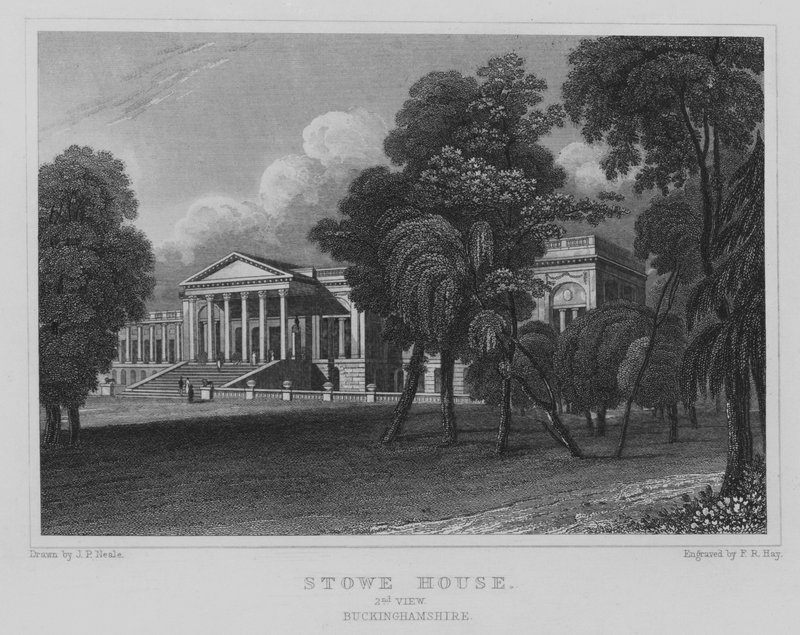 Stowe House, 2. Görünüm, Buckinghamshire (gravür) by John Preston Neale