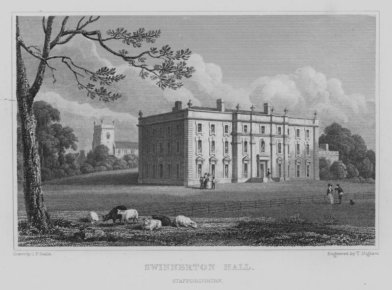 Swinnerton Hall, Staffordshire (gravür) by John Preston Neale