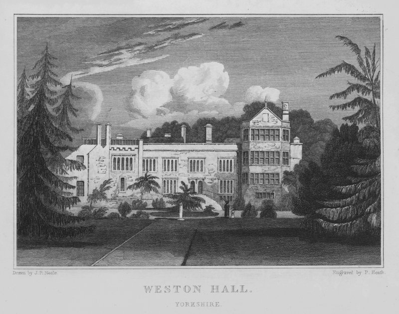 Weston Hall, Yorkshire (gravür) by John Preston Neale