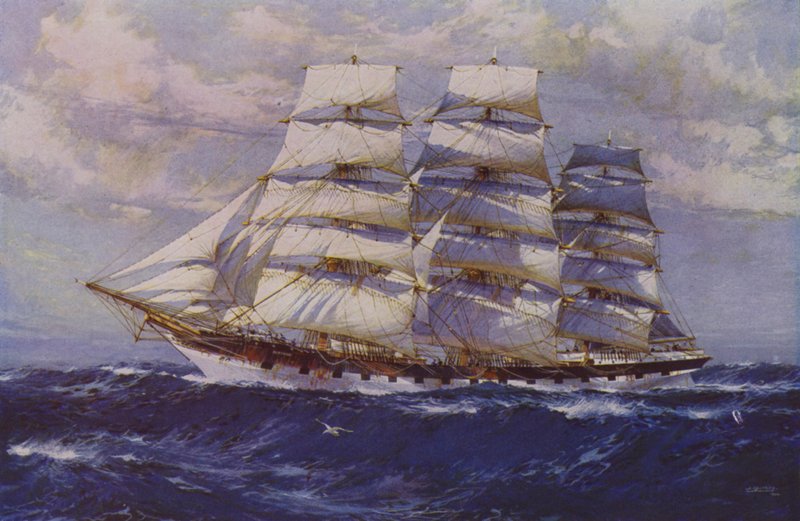 Yelkenli gemi Taranaki (renkli taş) by Jack (after) Spurling