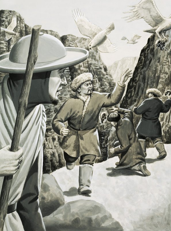 Kuşlar tarafından saldırıya uğrayan kimliği belirsiz Çinli () askerler by Jack Keay