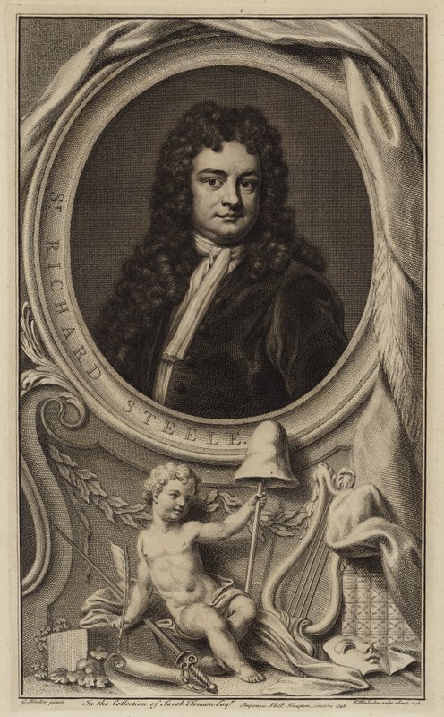 Sir Richard Steele, İrlandalı yazar, oyun yazarı ve politikacı (gravür) by Jacobus Houbraken