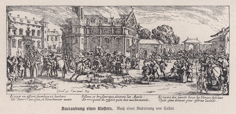 Otuz Yıl Savaşları sırasında bir manastırın yıkımı by Jacques (after) Callot