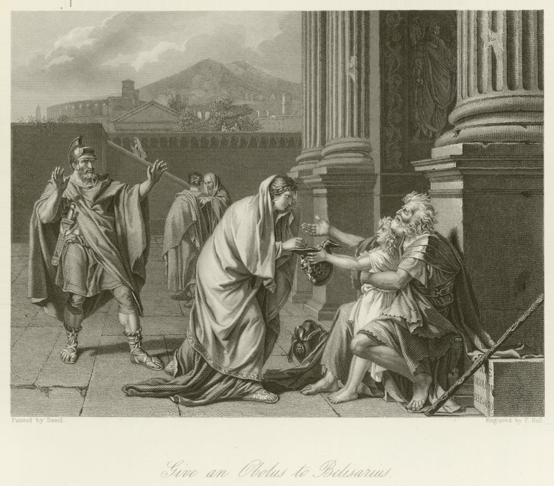 Belisarius sadaka için yalvarıyor by Jacques Louis David