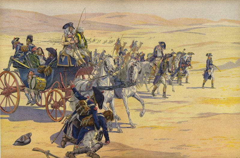 Napoleon Bonparte and his troops in the desert  by Jacques Marie Gaston Onfray de Breville (Job)