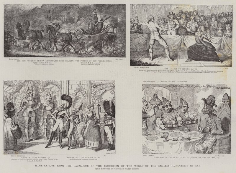 İngiliz Mizah Yazarlarının Sanat Eserleri Sergisi Kataloğundan İllüstrasyon by James Gillray