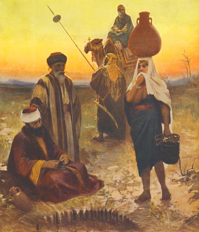 Kutsal Topraklar: Kuyuda akşam (renkli litho) by James (after) Clark