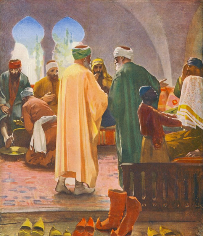 Kutsal Topraklar: quot;Arkadaş, daha yükseğe çıkquot;, Belladeen misafirperverliği (renkli litho) by James (after) Clark