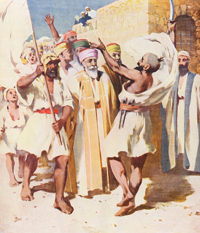 Kutsal Topraklar: Kutsal Alan, Beyaz bayrak fantazisi (renkli litho) by James (after) Clark