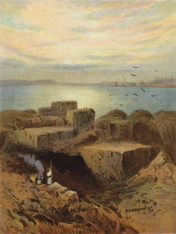 Babil ve asma bahçelerin kalıntıları (renkli taş) by James (after) Clark
