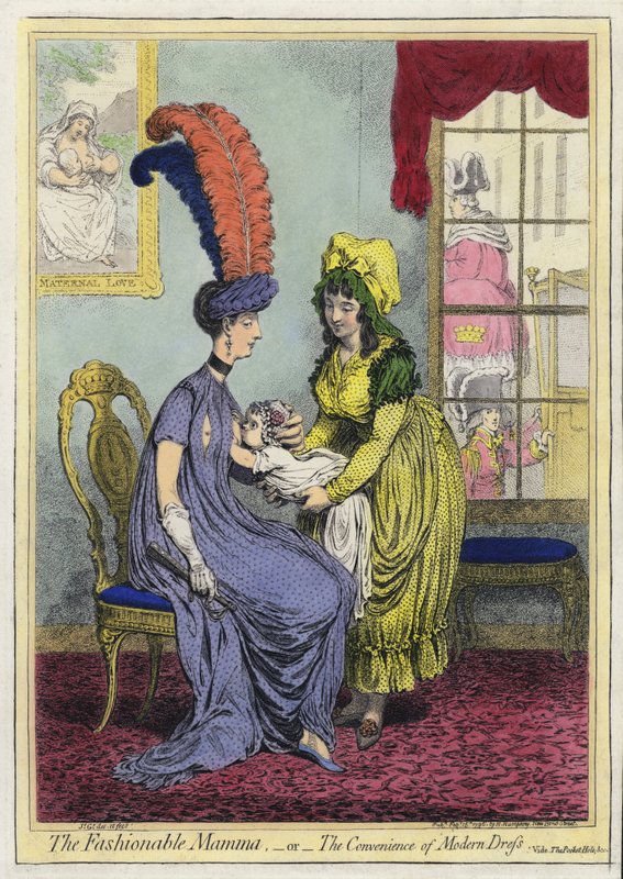 Emzirme, Moda Mamma veya Modern Elbisenin Rahatlığı (renkli gravür) by James (after) Gillray