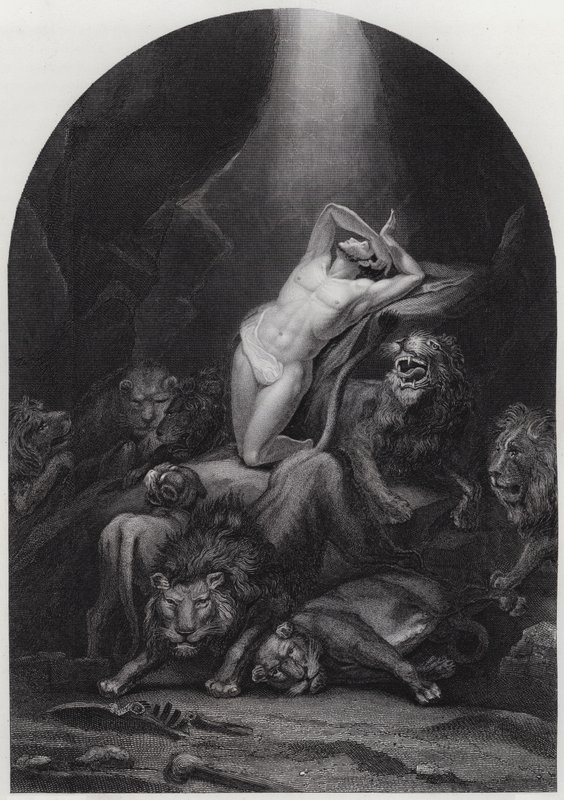 Aslanların İnindeki Daniel (gravür) by James (after) Northcote