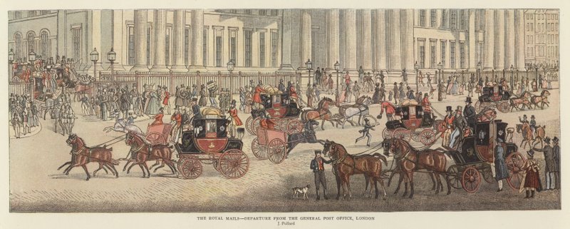 Kraliyet Postaları - Genel Postaneden Kalkış, Londra (renkli taş) by James (after) Pollard
