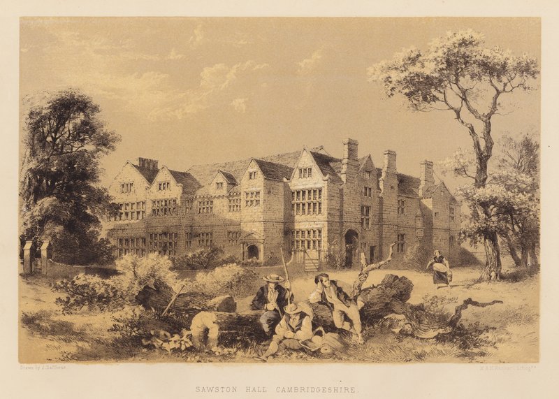 Sawston Hall, Cambridgeshire (aquatint) by James Dafforne