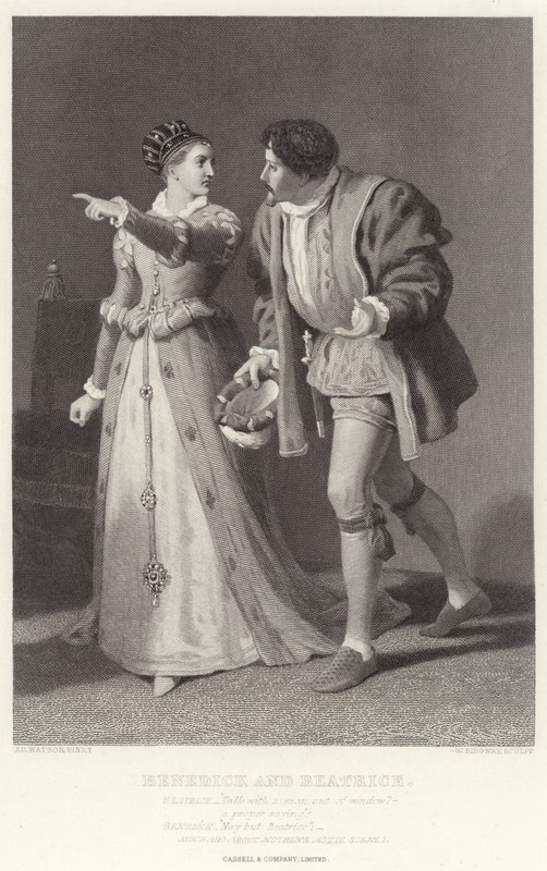 Benedick ve Beatrice, Hiçbir Şey Hakkında Çok Ado, Perde IV, Sahne I by James Dawson Watson