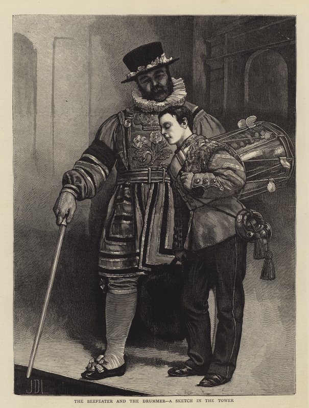 Beefeater ve Davulcu, Kulede Bir Eskiz by James Dromgole Linton