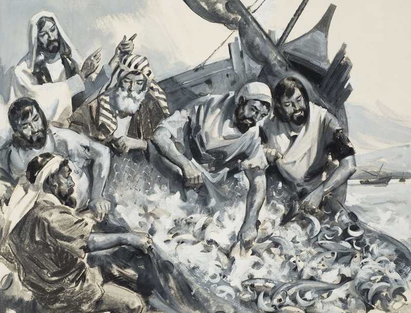 İnsan Balıkçıları (kağıt üzerine guaj) by James Edwin McConnell