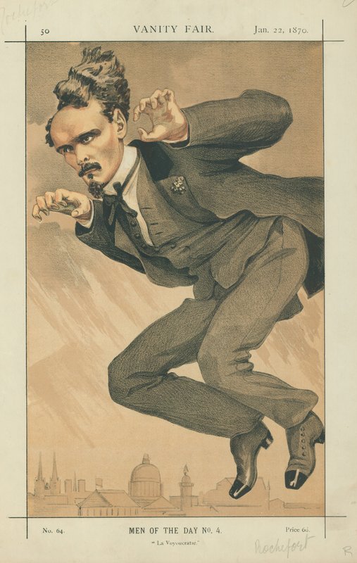 Henri Rochefort, La Voyoucratie, 22 Ocak 1870, Vanity Fair karikatürü by James Jacques Joseph Tissot
